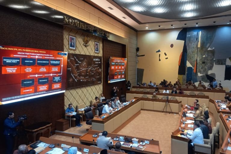 Rapat KPU bersama Komisi II DPR RI di kompleks parlemen, Senayan, Jakarta, Senin, 25 Maret 2024. (Foto: Istimewa)