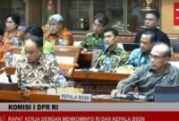 Rapat Kerja Komisi I DPR RI dengan Menkominfo RI dan Kepala BSSN. (Foto: Tanggapan Layar)