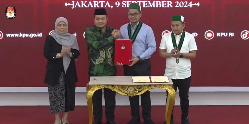 KPU dan PB HMI menjalin kerja sama terkait sosialisasi jelang Pilkada 2024 di Kantor KPU RI. (Foto: Istimewa)