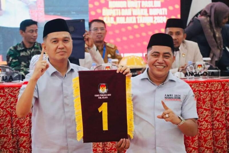 Pasangan Calon Bupati Kolaka dan Wakil Bupati Kolaka, Amri Jamaluddin dan Husmaluddin dapat Nomor Urut 1 di Pilkada Kolaka. (Foto: Istimewa)