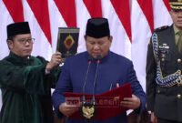 Prabowo Subianto-Gibran Rakabuming Raka resmi menjadi Presiden dan Wakil Presiden pada periode 2024-2029 usai mengucapkan sumpah di ruang Sidang Paripurna MPR RI di Gedung Nusantara MPR/DPR RI, Senayan, Jakarta Pusat, Minggu, 20 Oktober 2024. (Foto: Tangkapan Layar)